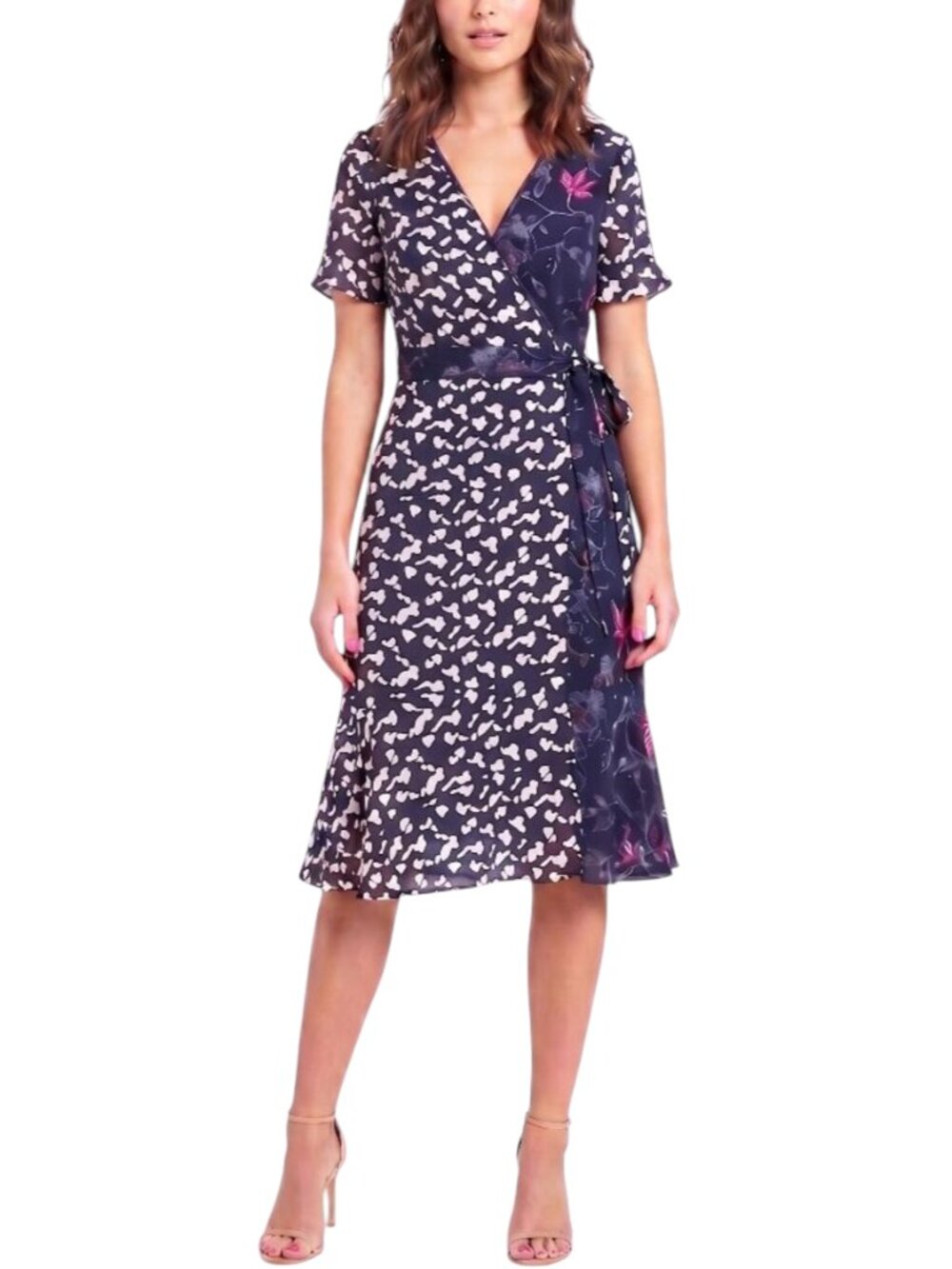 Tanya Taylor Luisa Wrap Dress Blue White Pink Floral Silk 4